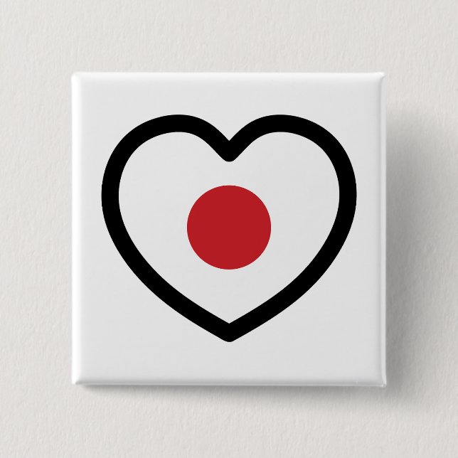 Japan | Japanese Flag Heart Button (Front)