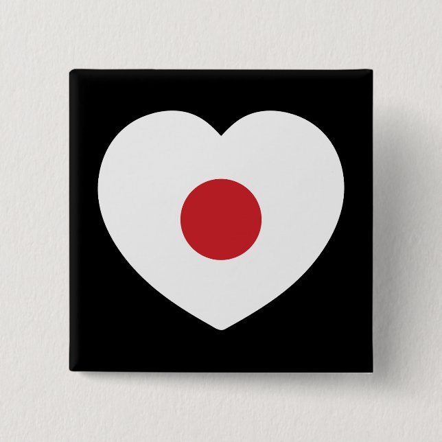 Japan | Japanese Flag Heart Button (Front)
