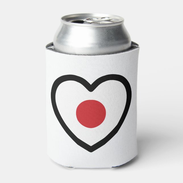 Japan | Japanese Flag Heart Can Cooler (Can Front)
