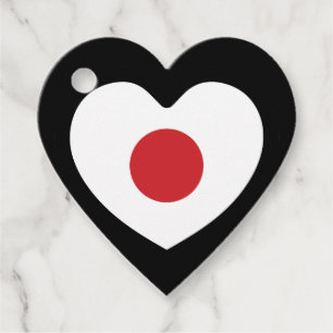 Japan   Japanese Flag Heart Favor Tags