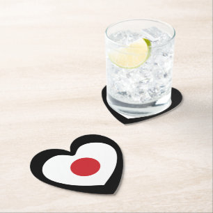 Japan Japanese Flag Heart Paper Coaster