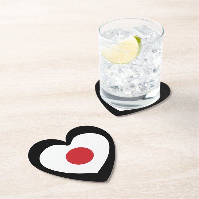 Japan | Japanese Flag Heart Paper Coaster (Insitu)