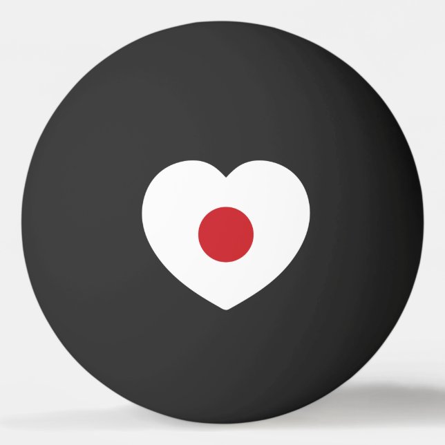 Japan | Japanese Flag Heart Ping Pong Ball (Front)