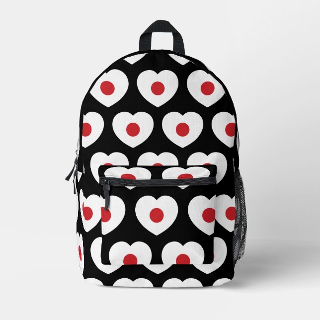 Japan | Japanese Flag Heart Printed Backpack (Front)