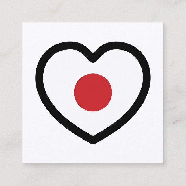 Japan | Japanese Flag Heart Square Business Card (Front)