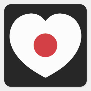 Japan Japanese Flag Heart Square Sticker