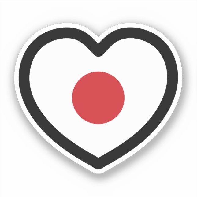 Japan | Japanese Flag Heart Sticker (Front)