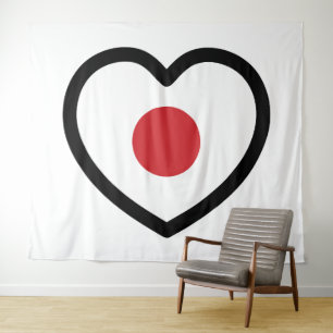 Japan   Japanese Flag Heart Tapestry