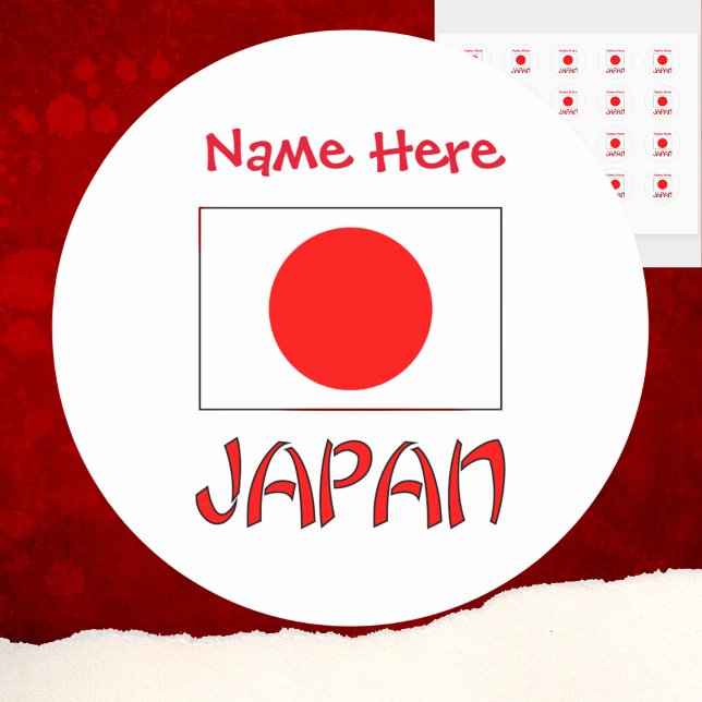 Japan Japanese Flag Red Personalization  Classic Round Sticker (Creator Uploaded)