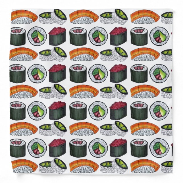 Japan Japanese Food Foodie Sushi California Roll Bandana (Front)