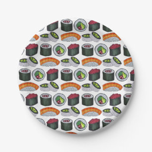 Japan Japanese Food Sushi Maki Rolls Restaurant Paper Plates