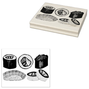 Japan Japanese Food Sushi Maki Rolls Restaurant Rubber Stamp
