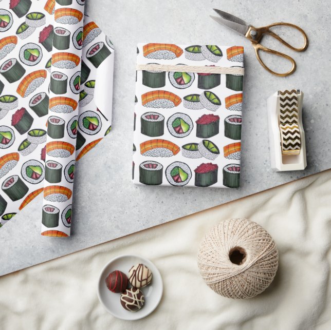 Japan Japanese Food Sushi Rolls Maki Nigiri Wrapping Paper (Crafts)