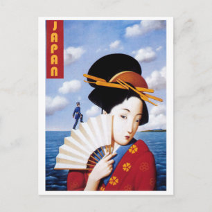 Japan, Japanese Geisha and the Officer Postcard