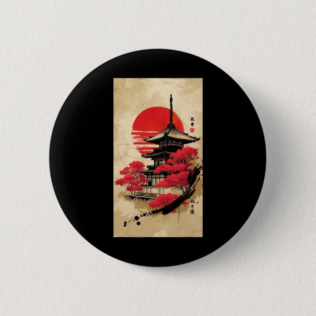 Japan Japanese Kyoto Tokyo Shrine Temple  Button (Front)