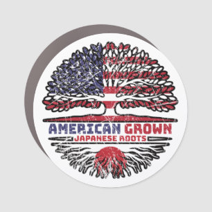 Japan Japanese US American USA United States Tree Car Magnet