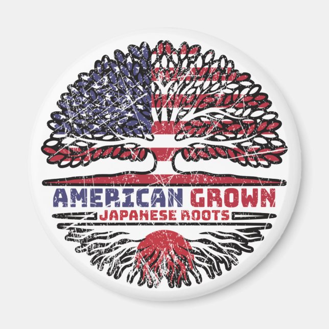 Japan Japanese US American USA United States Tree Magnet (Front)