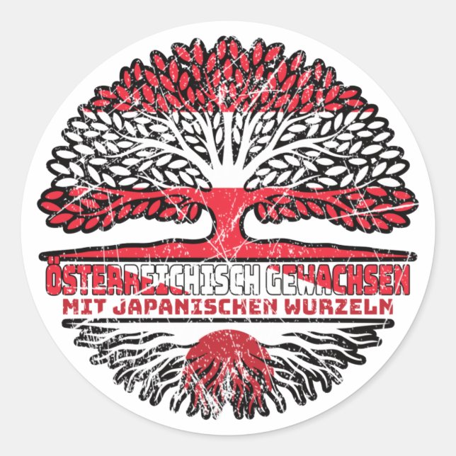 Japan Japanisch Österreichisch Österreich Baum Classic Round Sticker (Front)