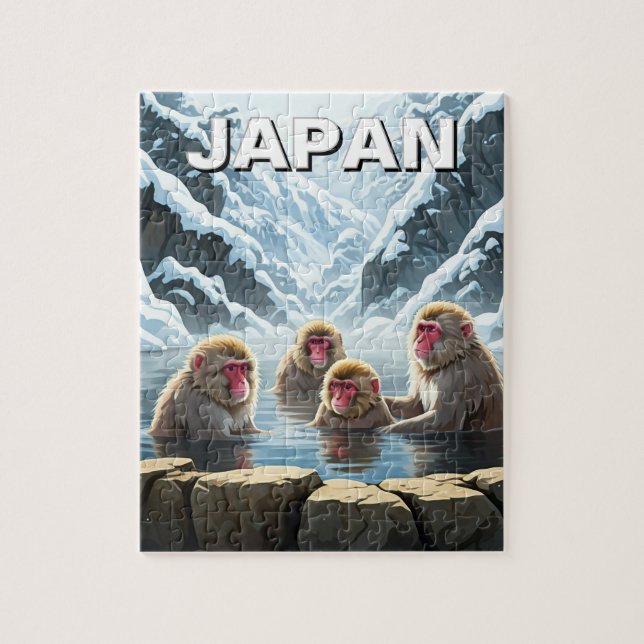 Japan Jigokudani Monkey Park Snow Monkeys Jigsaw Puzzle (Vertical)