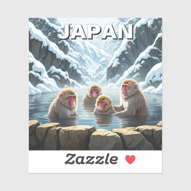 Japan Jigokudani Monkey Park Snow Monkeys Sticker (Sheet)
