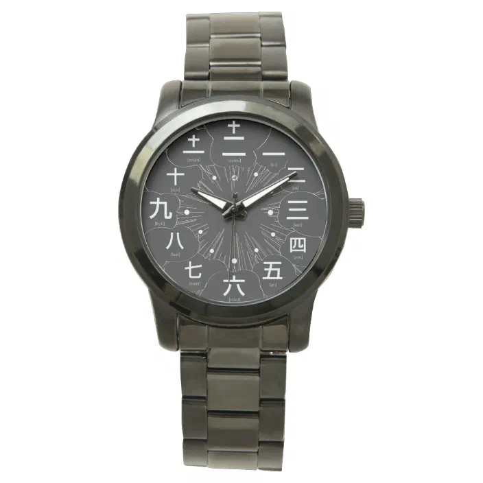 Japan Kanji Manga Style Black Face 2 Wrist Watch Zazzle Com