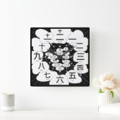 Japan kanji MANGA style [black face] Square Wall Clock (Home)