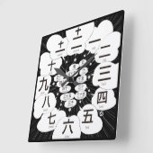 Japan kanji MANGA style [black face] Square Wall Clock (Angle)