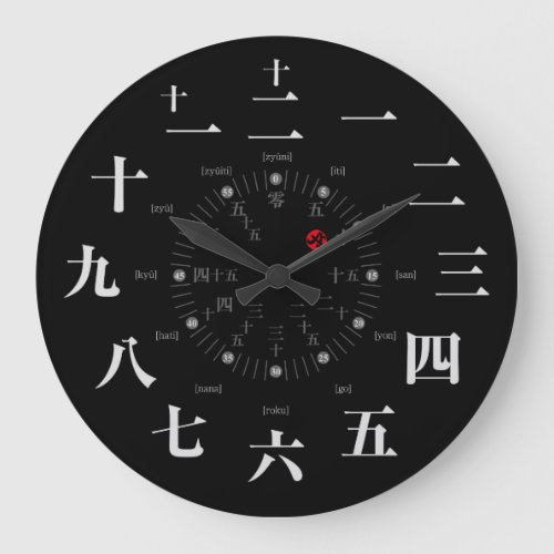 Japan kanji style black face large clock