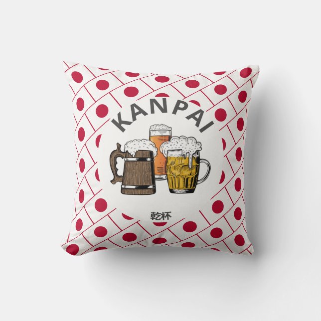 JAPAN Kanpai 乾杯 Great Japanese Beers Throw Pillow (Front)