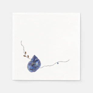 Japan Kintsugi blue seashell poem gold coastal Napkins