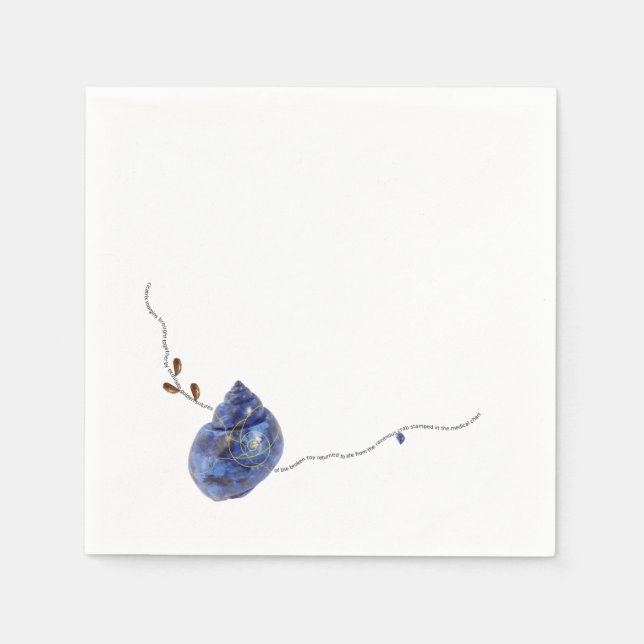 Japan Kintsugi blue seashell poem gold coastal Napkins (Front)