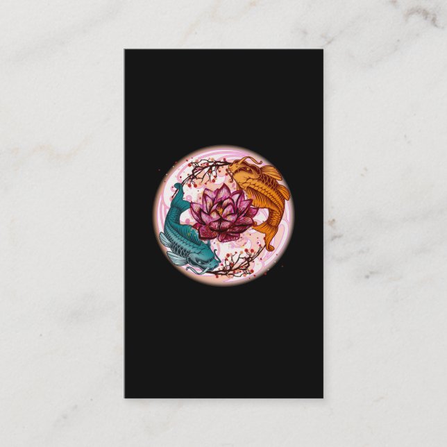 Japan Koi Fish Anime Water Lily Pastel Goth Business Card (Front)