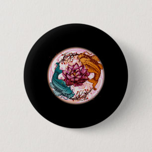 Japan Koi Fish Anime Water Lily Pastel Goth Button