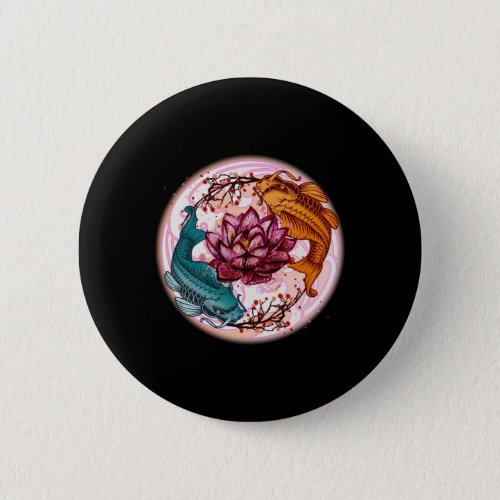 Japan Koi Fish Anime Water Lily Pastel Goth Button