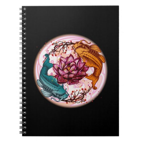 Japan Koi Fish Anime Water Lily Pastel Goth Notebook