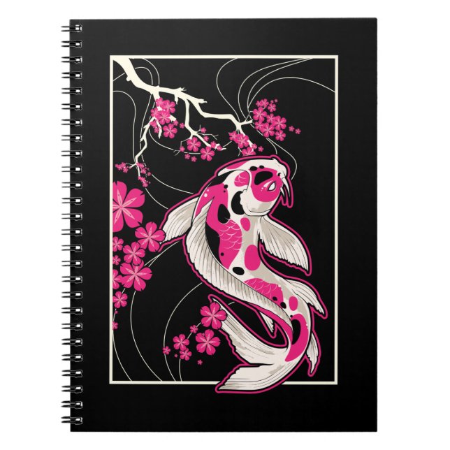 Japan Koi Fish Cherry Blossom Japanese Nishikigoi Notebook (Front)