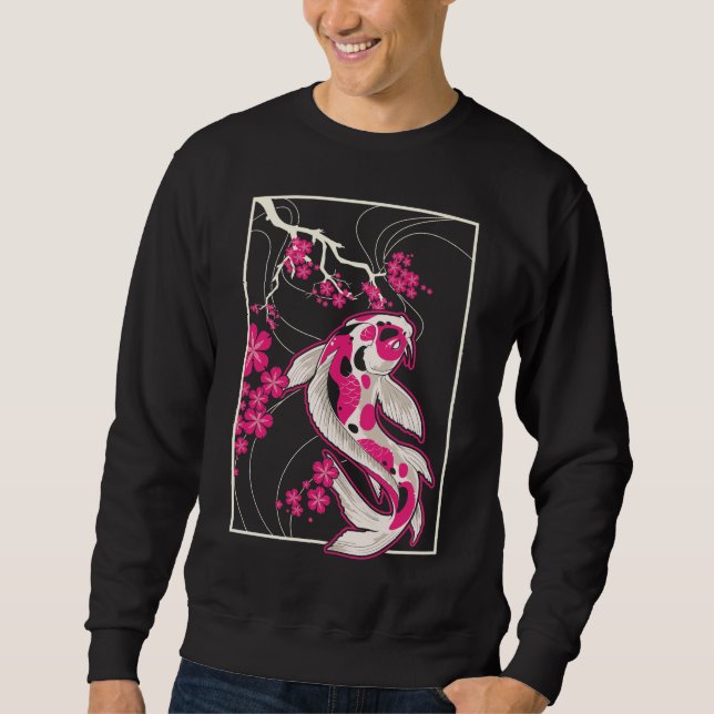 Japan Koi Fish Cherry Blossom Japanese Nishikigoi Sweatshirt (Front)