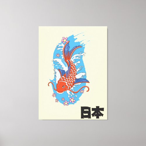 Japan Koi fish vintage poster Canvas Print