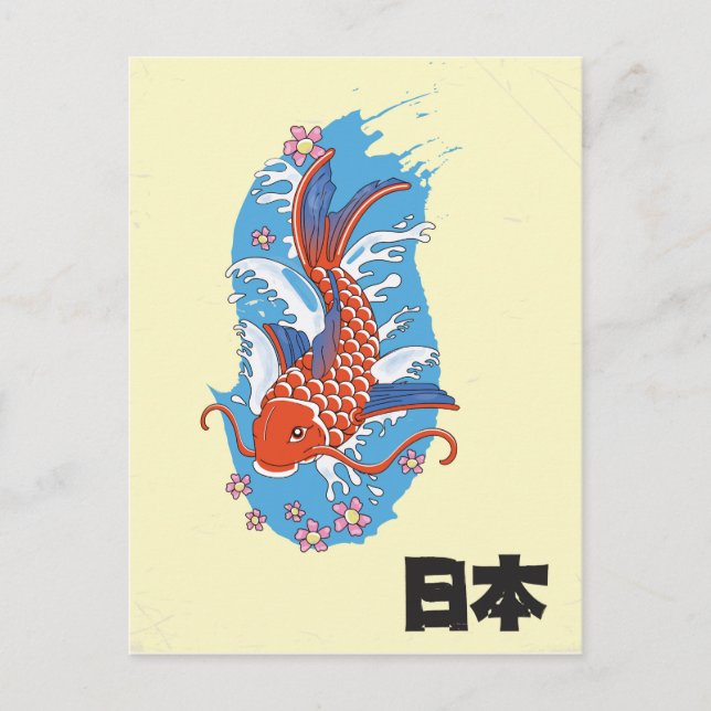 Japan Koi fish vintage poster Postcard (Front)