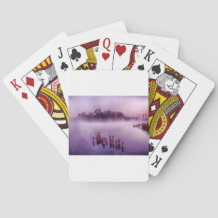 Japan Kumamoto Floating Island Fog Lake Morning Poker Cards