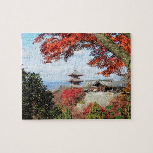Japan, Kyoto. Kiyomizu temple in Autumn color Jigsaw Puzzle