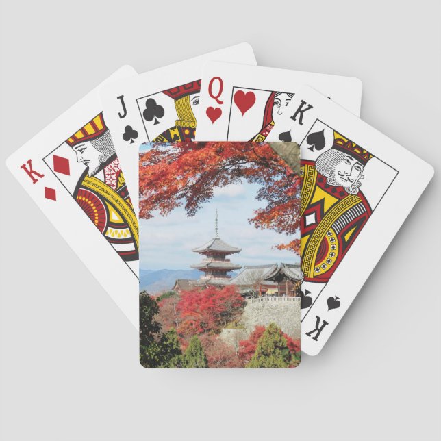 Japan, Kyoto. Kiyomizu temple in Autumn color Poker Cards (Back)
