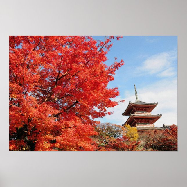 Japan, Kyoto. Kiyomizu temple in Autumn color Poster (Front)