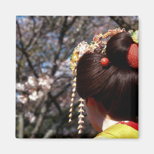 Japan, Kyoto. Rear view close-up of geisha's Magnet