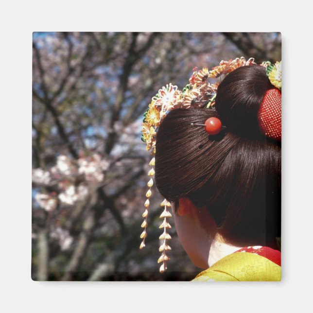 Japan, Kyoto. Rear view close-up of geisha's Magnet (Front)