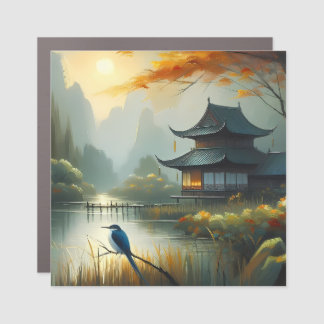 Japan Lake Bird 1 - Canvas Car Magnet