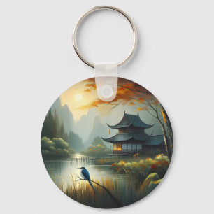 Japan Lake Bird 1 - Canvas Keychain