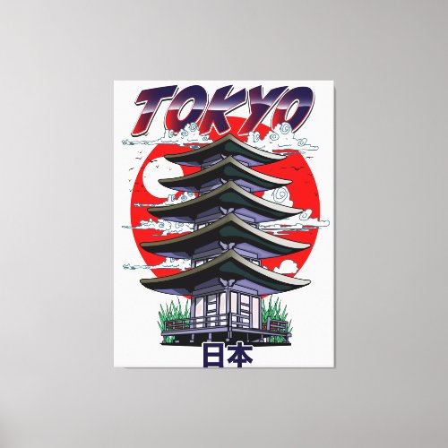 japan land of the rising sun temple logo canvas p