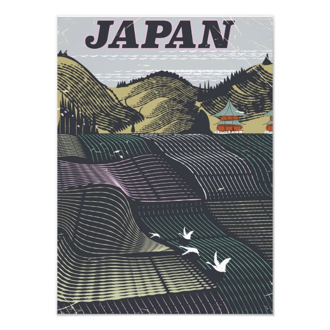 Japan landscape vintage travel poster (Front)