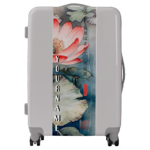 Japan lotus painting Luggage Suitcase Suitcases
